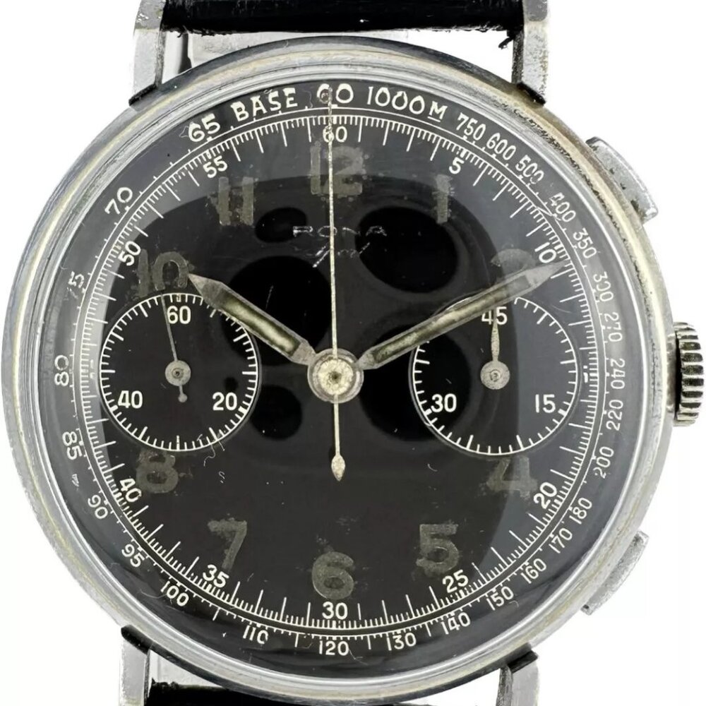 Vintage Rona Sport Military WW2 Men's Chronograph Wristwatch Angelus 215 Runs